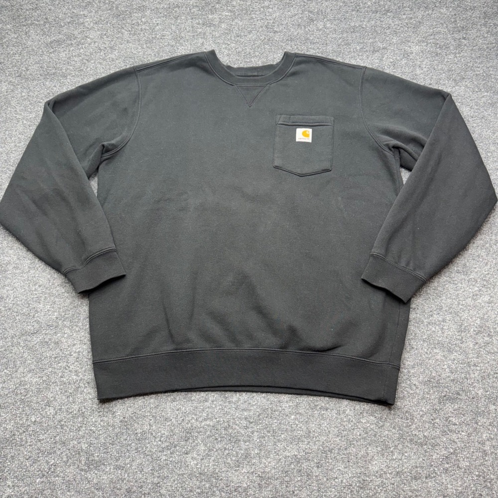 Carhartt Mens Original Fit Crewneck Pocket Sweatshirt Black 103852 001 Large